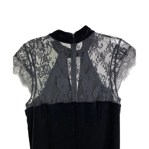 White House Black Market Women's Dress Veridian Sexy Black Lace Veiling Velvet 6 - Picture 4 of 11
